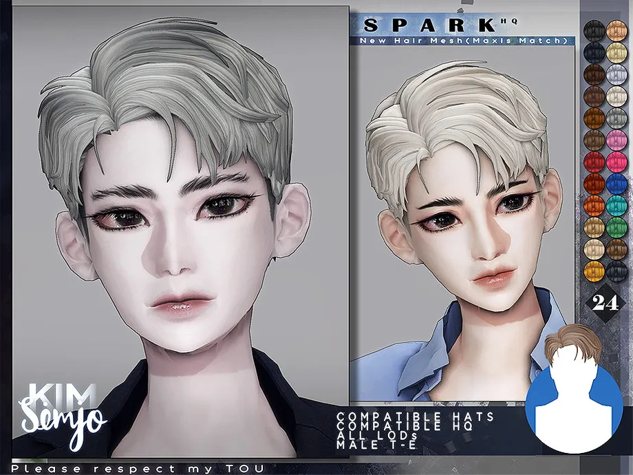 TS4 Male Hairstyle_Spark(Maxis Match)