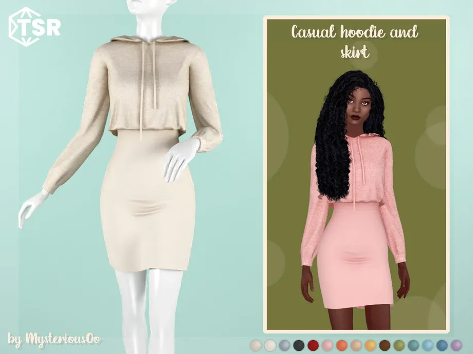 Casual hoodie and skirt