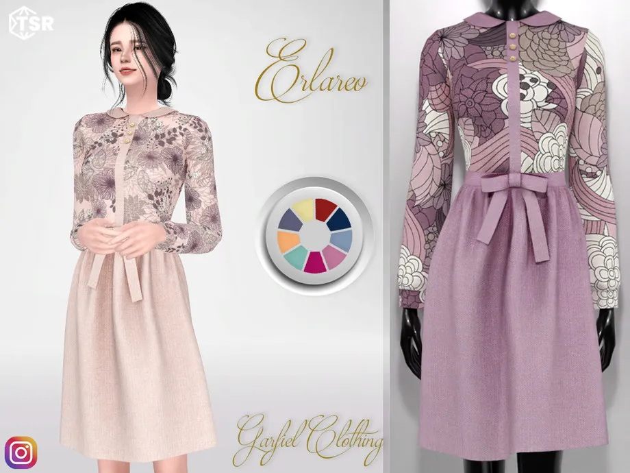 Erlareo - Asian Floral Dress