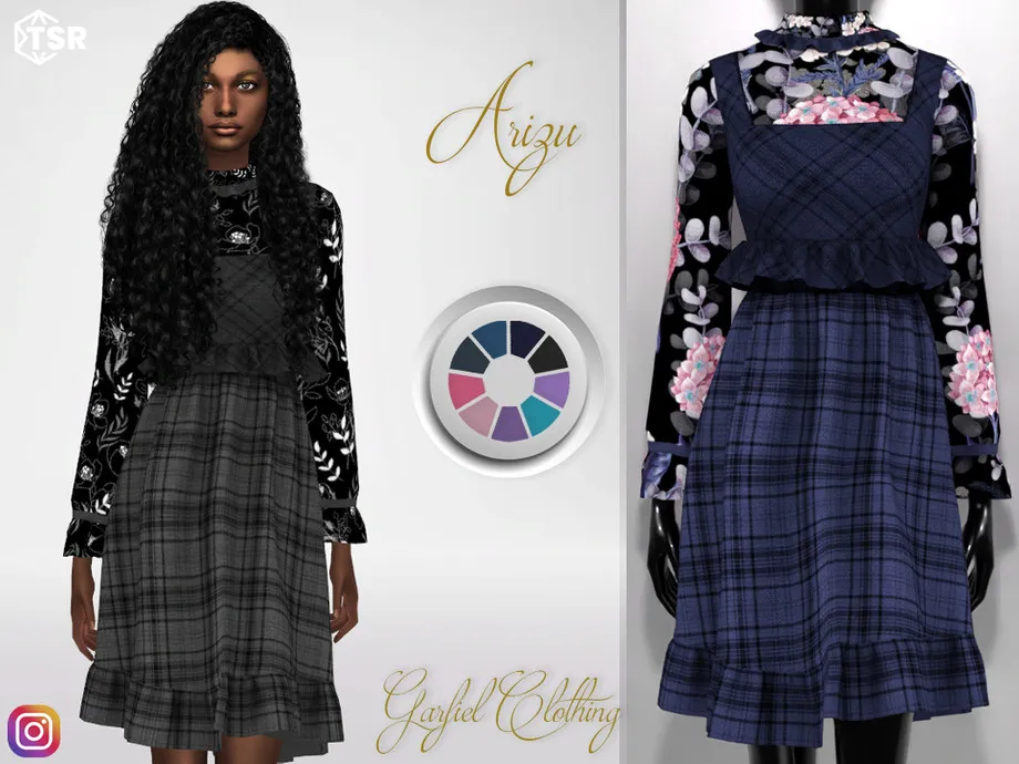 Arizu - Dress with ruffles and floral pattern