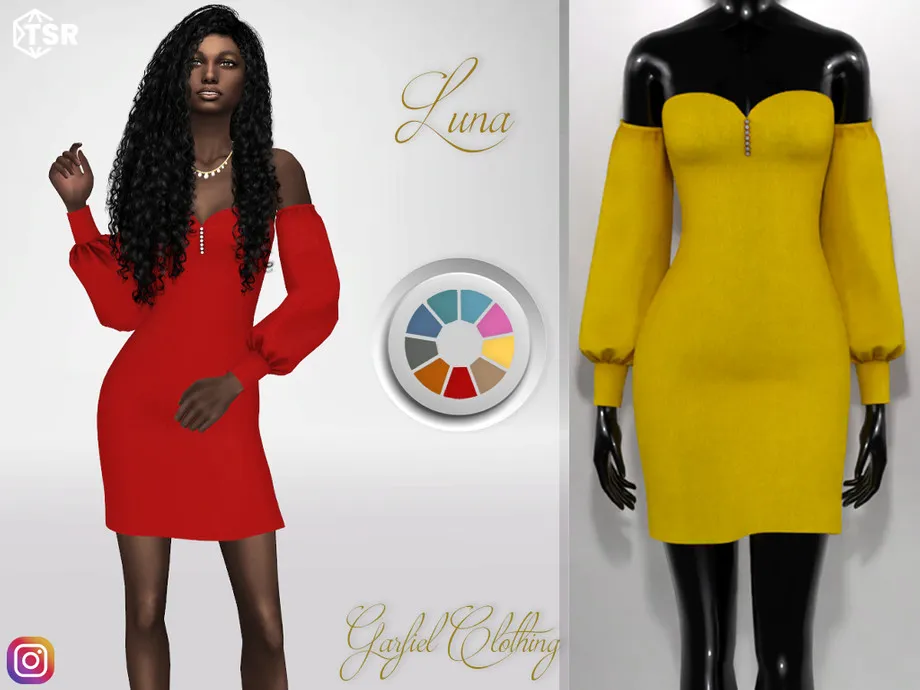 Luna - Spectacular evening dress with puffed sleeves