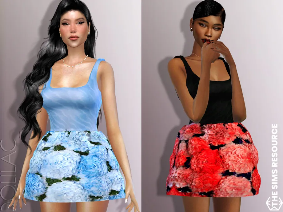 Hydrangea-Embroidered Cotton Dress DO697