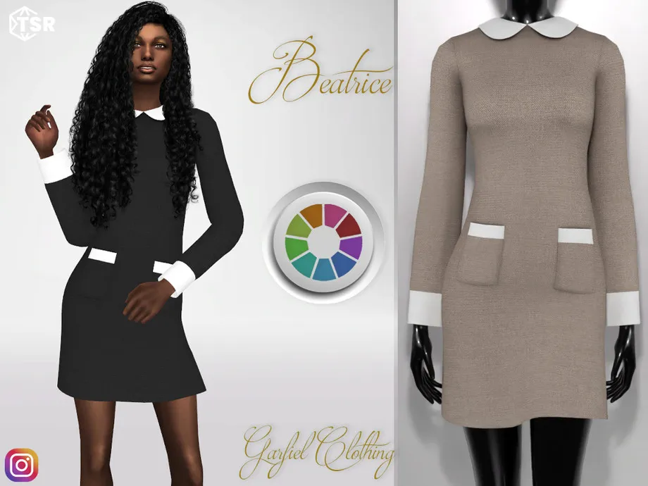 Beatrice - Tailored dress with round collar and pockets