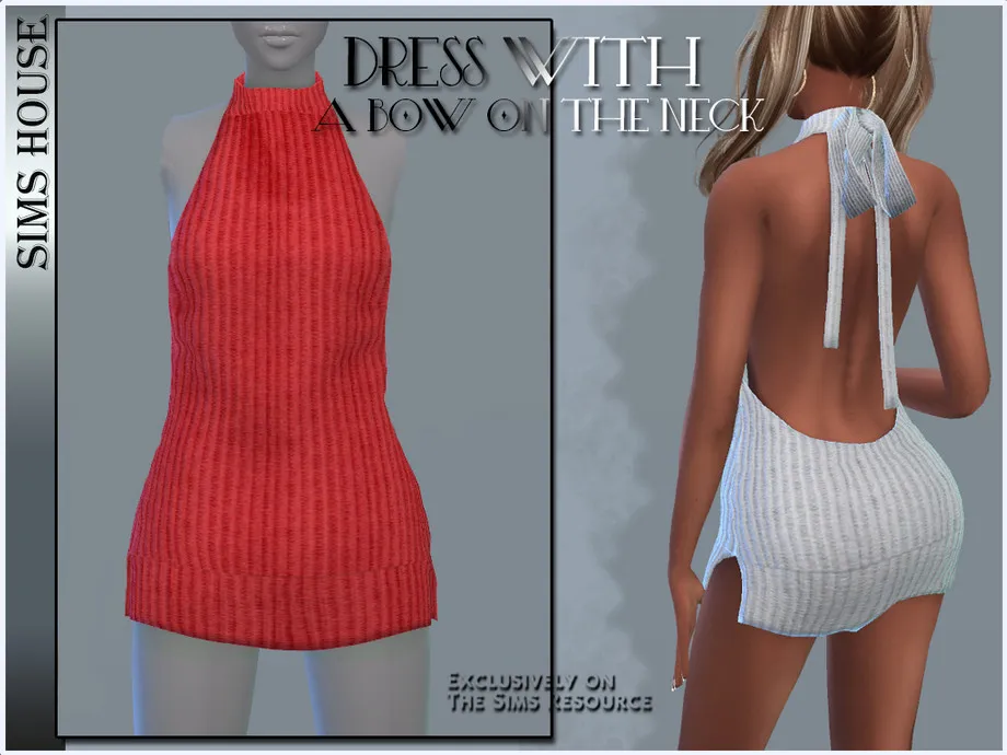 DRESS WITH A BOW ON THE NECK