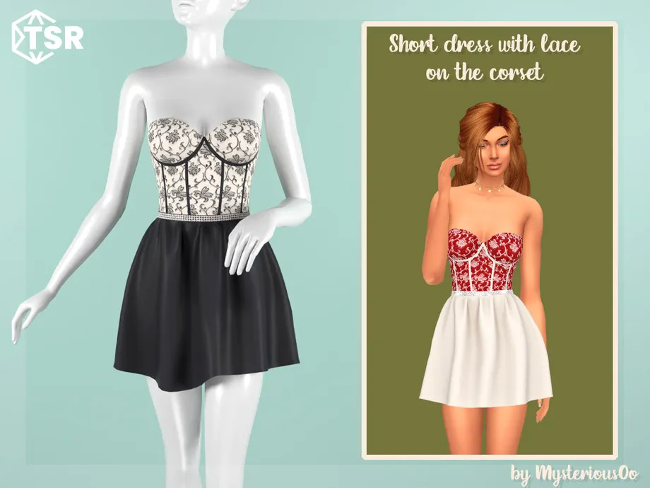 Short dress with lace on the corset