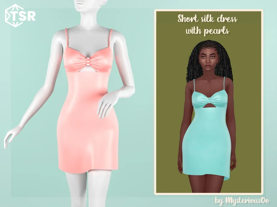 Short silk dress with pearls