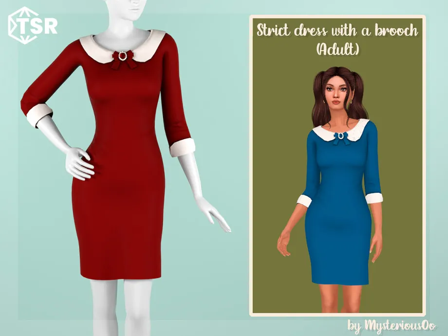 Strict dress with a brooch Adult