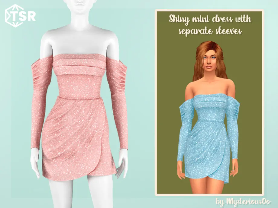 Shiny mini dress with separate sleeves