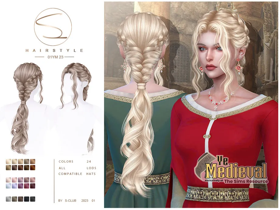 Ye Medieval curly braid hairstyle 01YM23 by S-CLUB