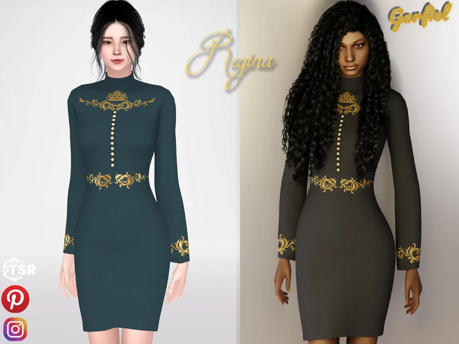 Regina - Tight dress with gold ornaments