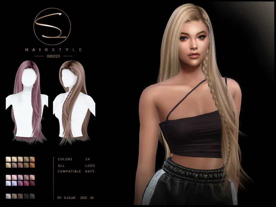 Long straight hair with braid(Aline) by S-CLUB