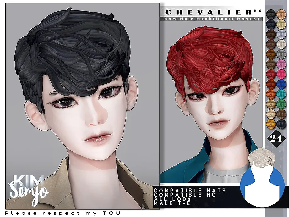 TS4 Male Hairstyle_Chevalier(Maxis Match)