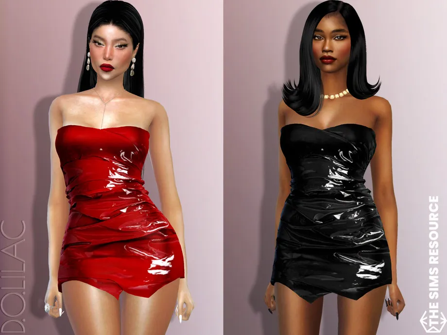 Shiny Leather Mini Dress DO743