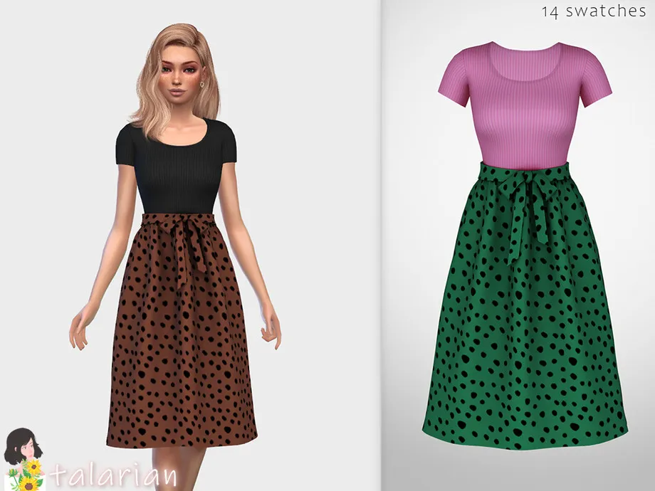 Ashley Dress with printed skirt