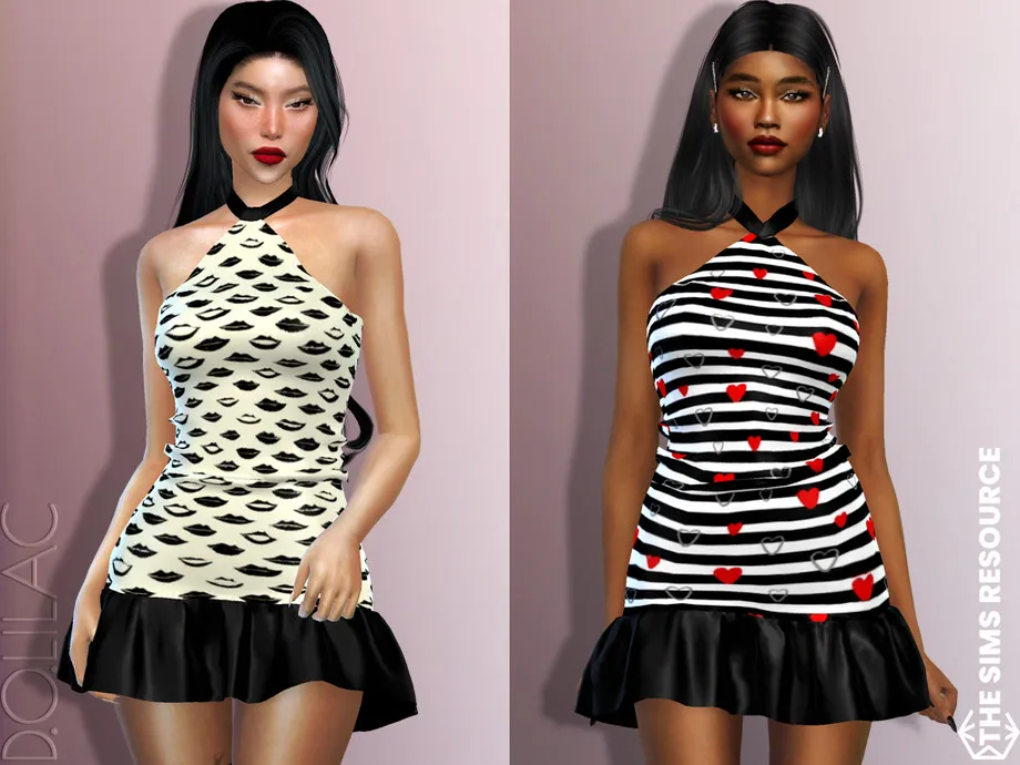 Ruffled-hem Mini Dress DO756