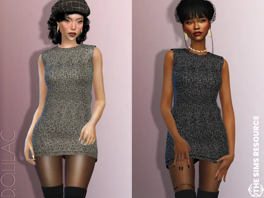 Sleeveless Tweed Mini Dress DO757