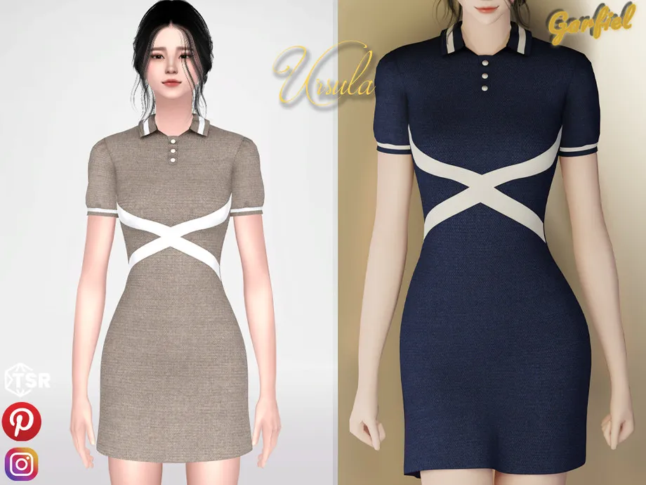 Ursula - Polo collar sports dress with ribbons