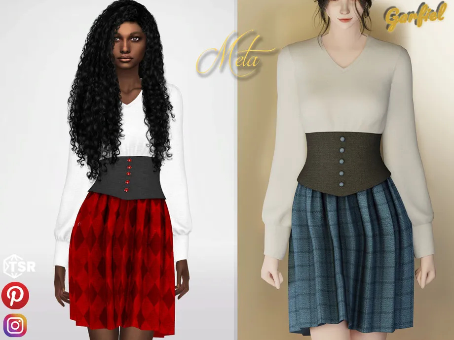 Meta -  V Neck Long Sleeve Dress