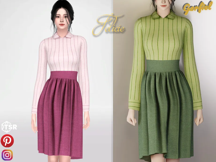 Felicie -  Dress with striped shirt and long skirt