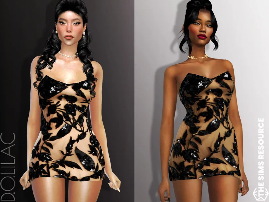 Leaf Embroidered Mini Dress DO783