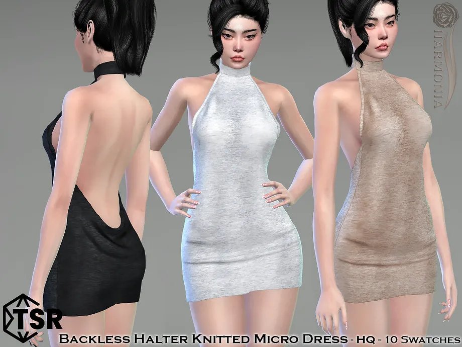 Backless Halter Knitted Micro Dress