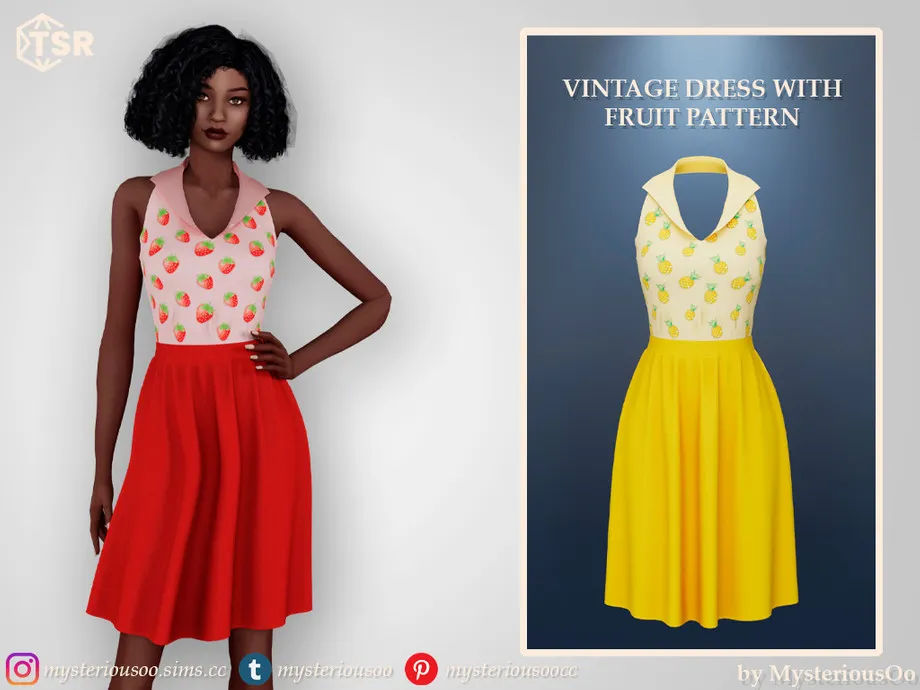 Vintage dress with fruit pattern