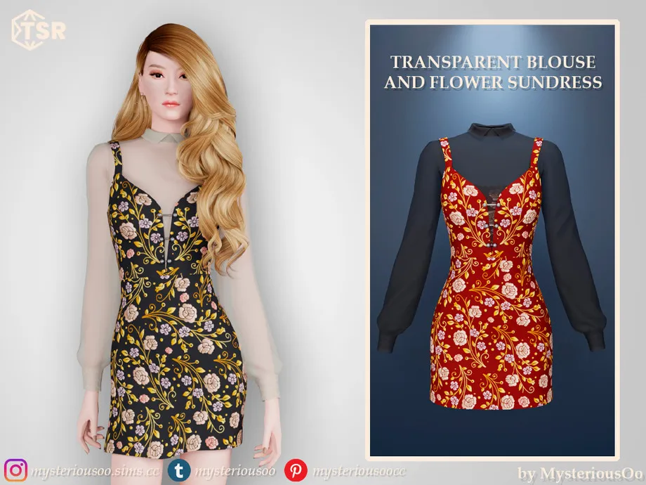 Transparent blouse and flower sundress