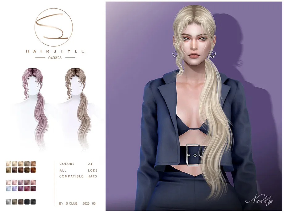 Side part ponytail hair 040323(Nelly) by S-CLUB