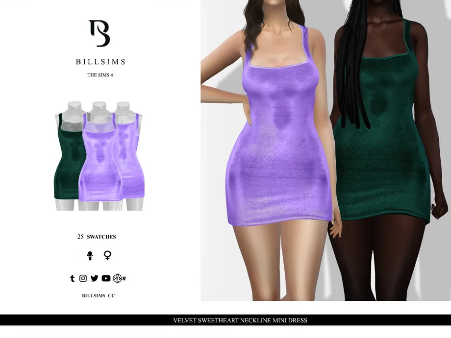 Velvet Sweetheart Neckline Mini Dress