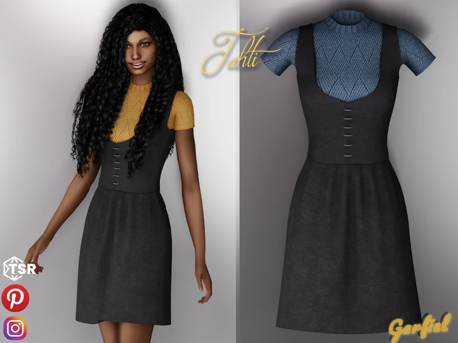 Tahti -  Corduroy vest with skirt and knitted sweater