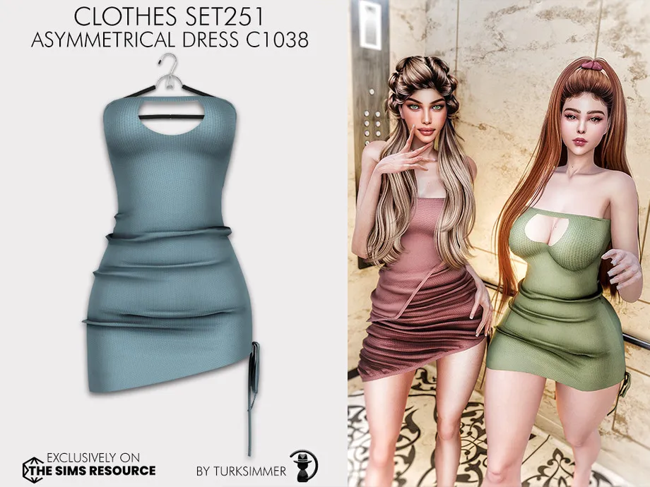 Clothes SET251 - Asymmetrical Dress C1038