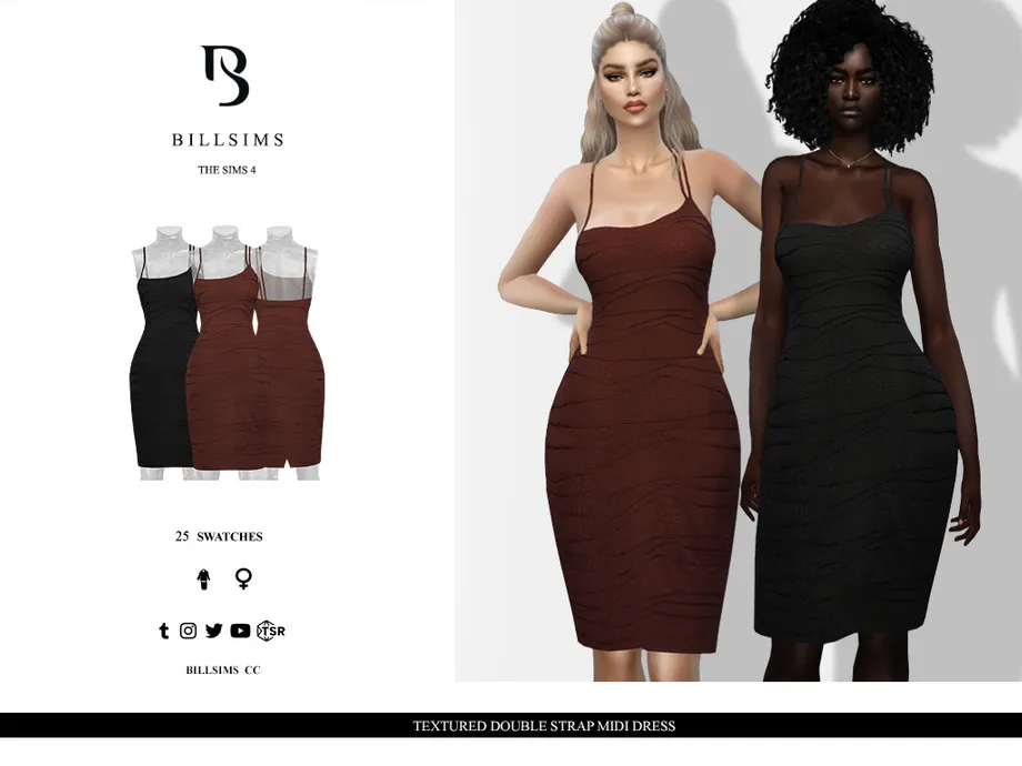 Textured Double Strap Midi Dress