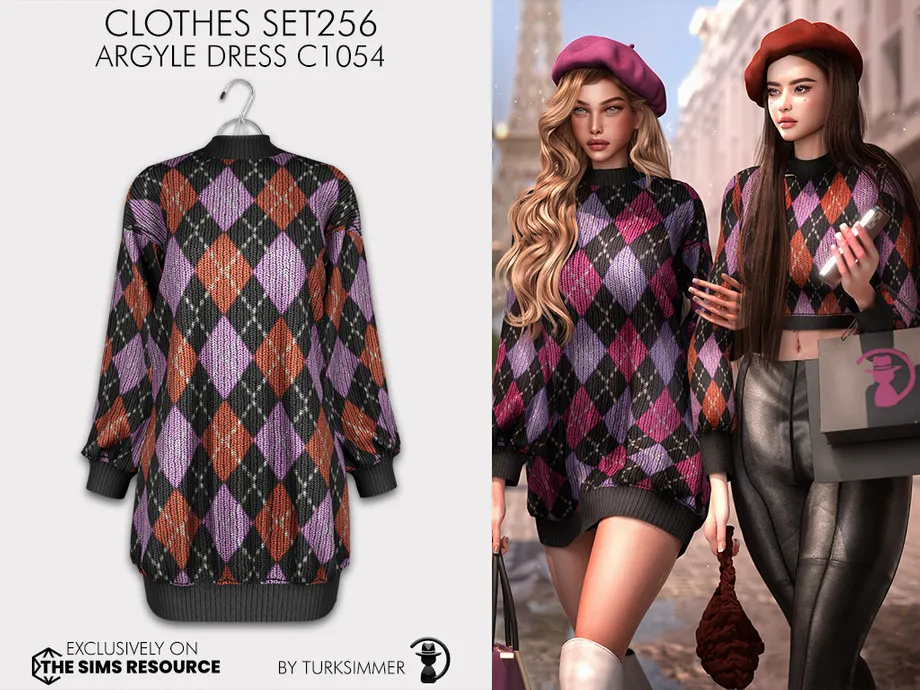 Clothes SET256 - Argyle Dress C1054