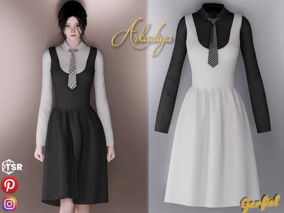 Arkadiya - Dress and shirt with tie