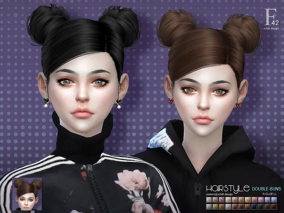 sclub ts4 hair double-buns n42