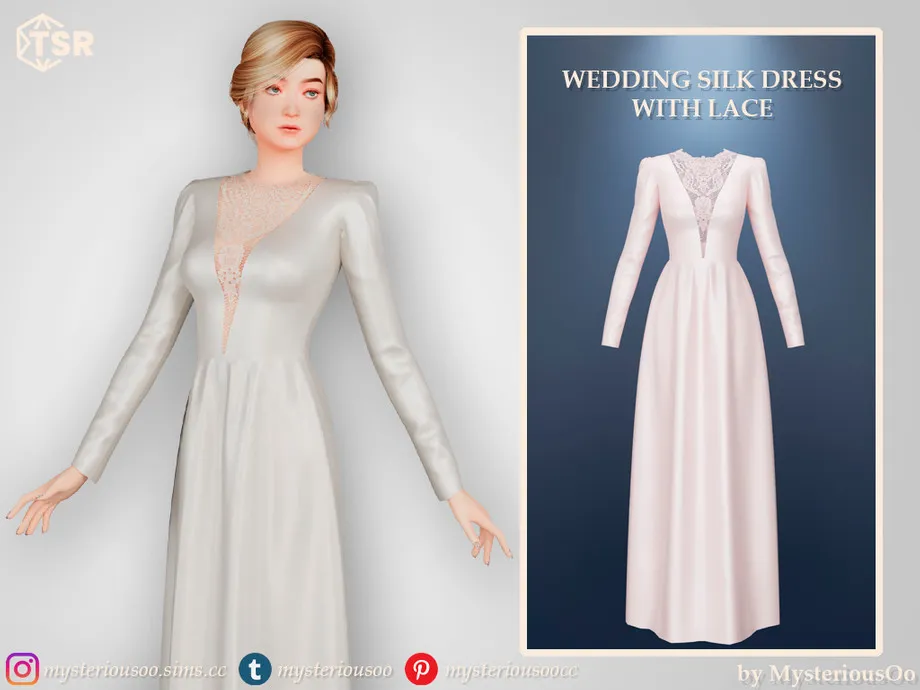 Wedding silk dress with lace