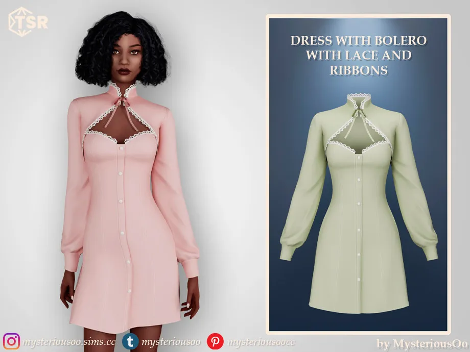 Dress with bolero with lace and ribbons