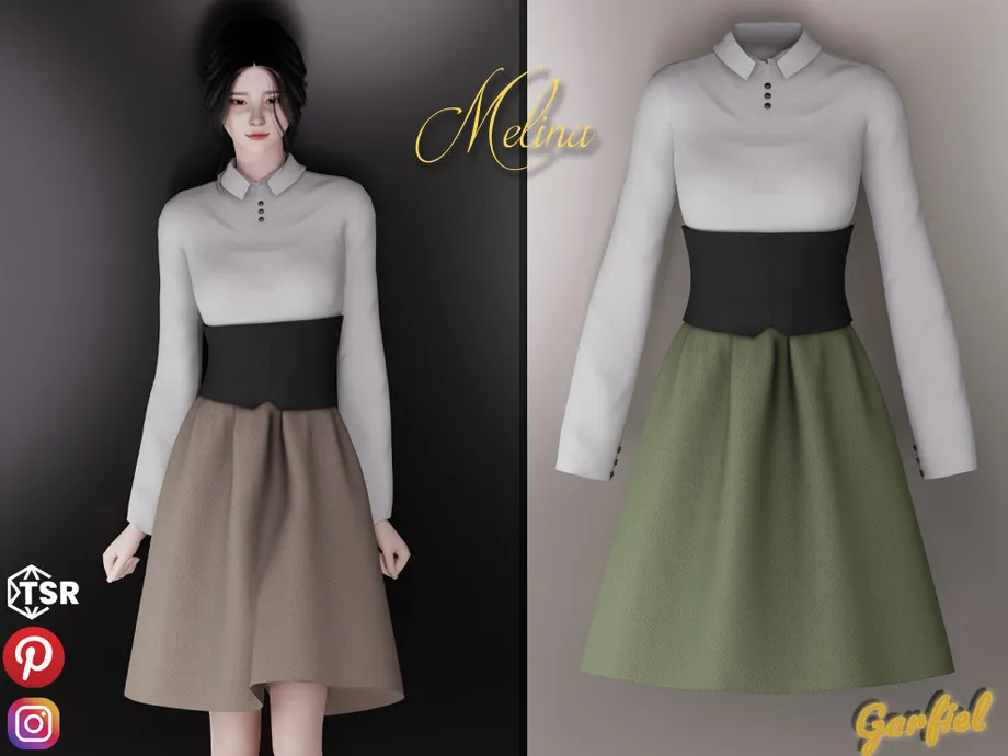 Melina - Dress with white shirt, corset and fluffy skirt