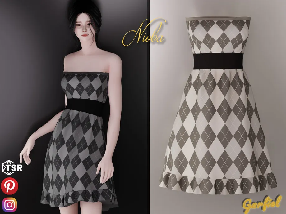 Nioba - Check bustier dress