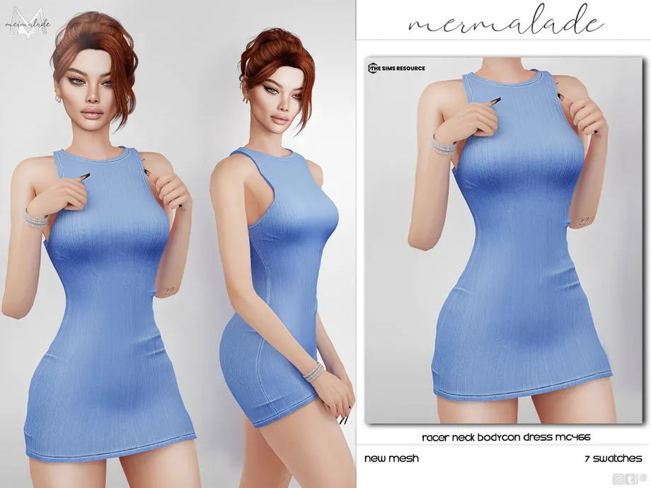 Racer Neck Bodycon Dress MC466