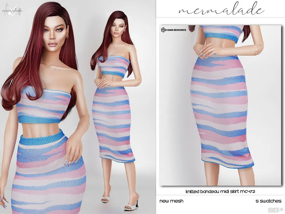 Knitted Bandeau Midi Skirt MC472