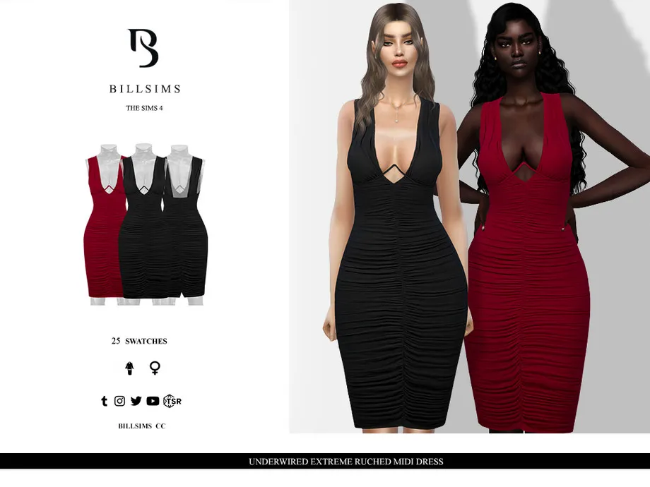 Underwired Extreme Ruched Midi Dress