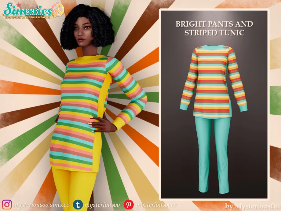Simxties - Bright pants and striped tunic