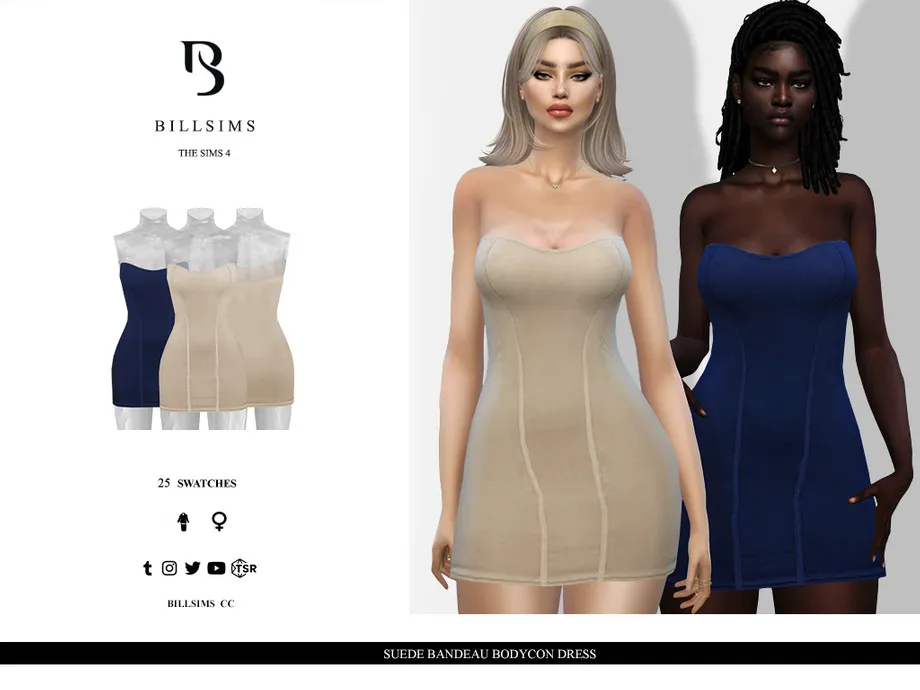 Suede Bandeau Bodycon Dress