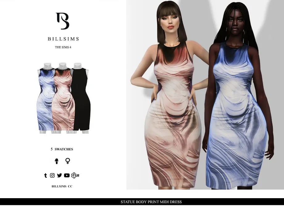 Statue Body Print Midi Dress