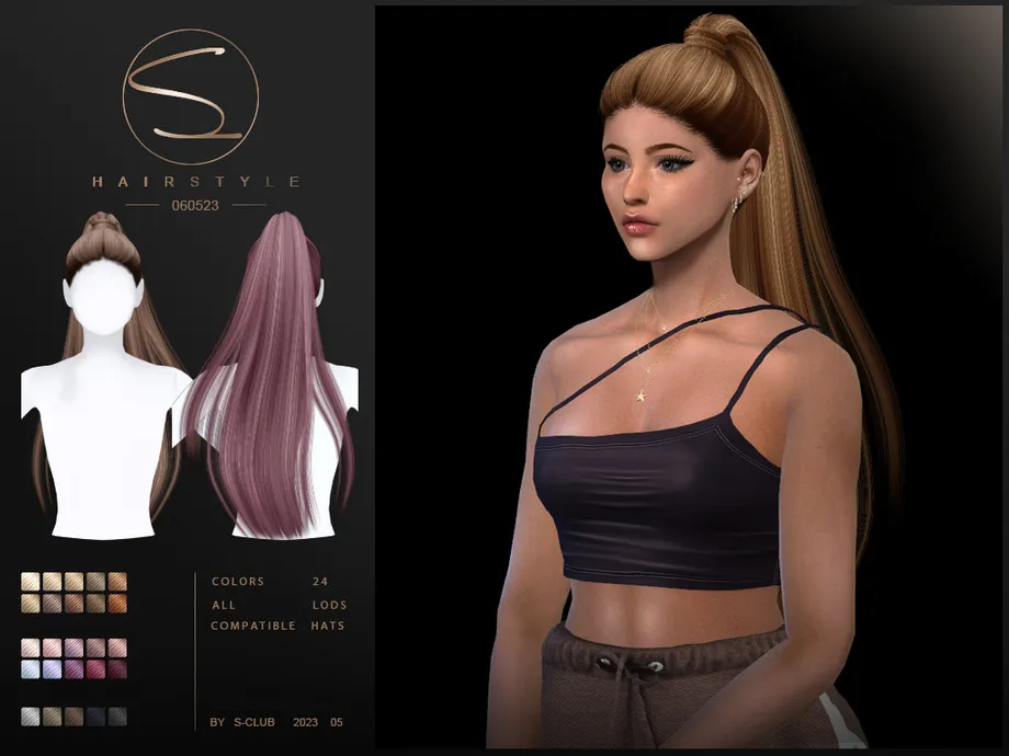Elegante ponytail hairstyle 070523(Paris) by S-CLUB
