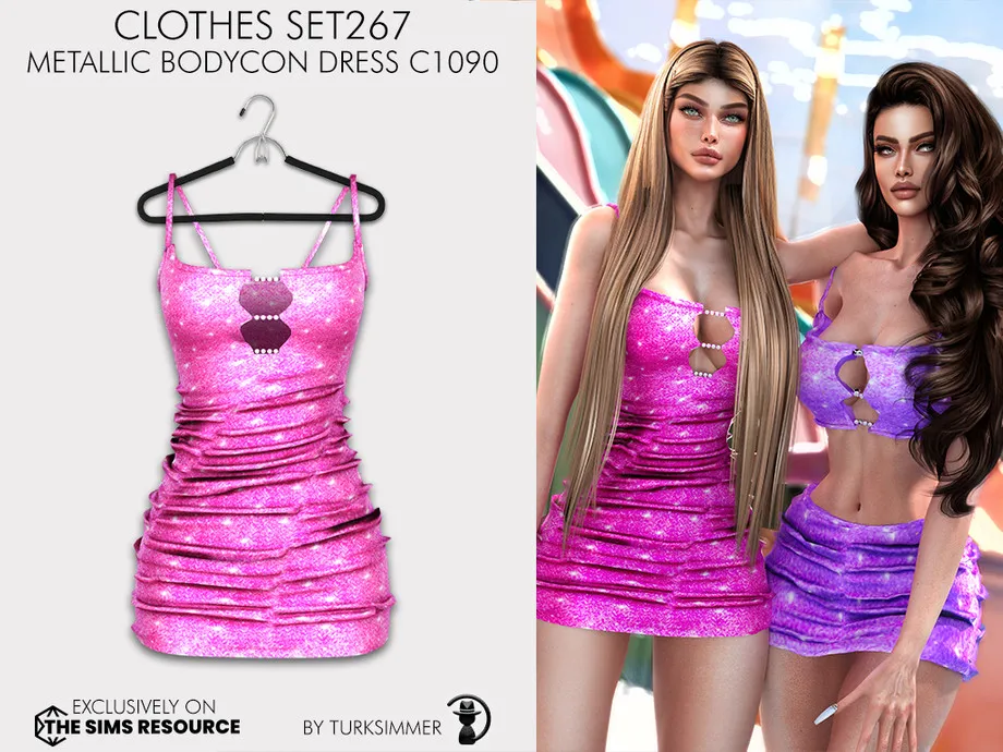 Clothes SET267 - Metallic Bodycon Dress C1090