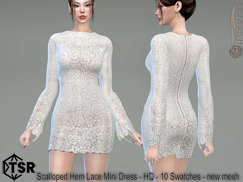 Scalloped Hem Lace Mini Dress