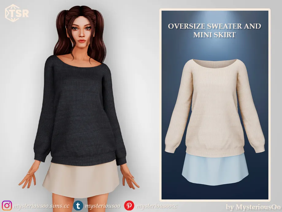 Oversize sweater and mini skirt