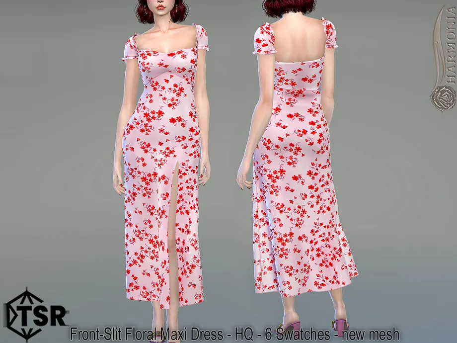 Front-slit Floral Maxi Dress